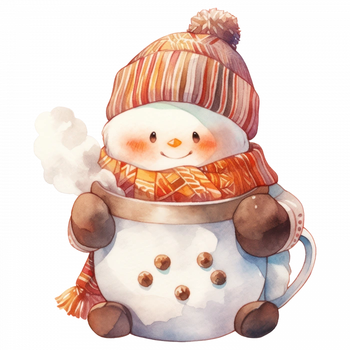 Sıcak İçecek Tutan Karlı Adam Duvar Stickerı