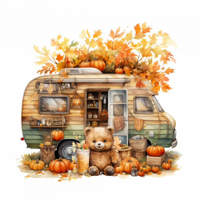 Şirin Ayıcık ve Sonbahar Karavanı Duvar Stickerı