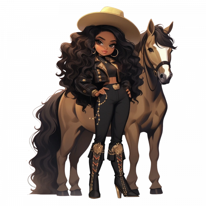 Siyah Deri Ceketli Havalı Kovboy Kız Duvar Stickerı