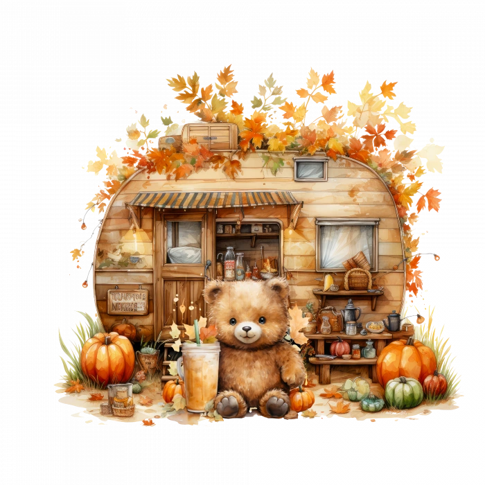 Sonbahar Ayıcığı ve Karavan Duvar Stickerı