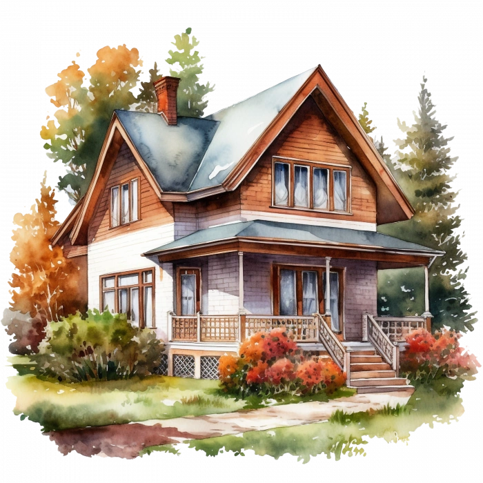 Sonbahar Evi ve Bahçesi Duvar Stickerı