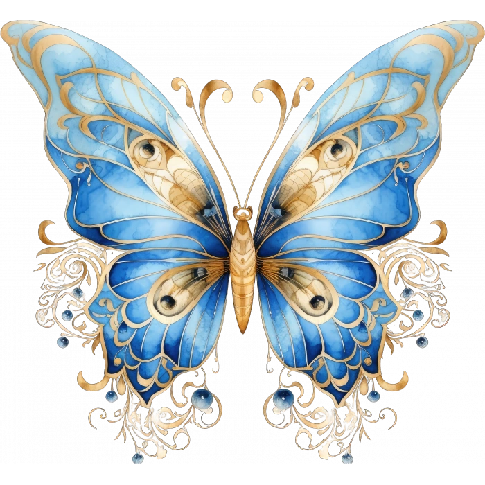 Taşlı Mavi Kelebek Duvar Stickerı