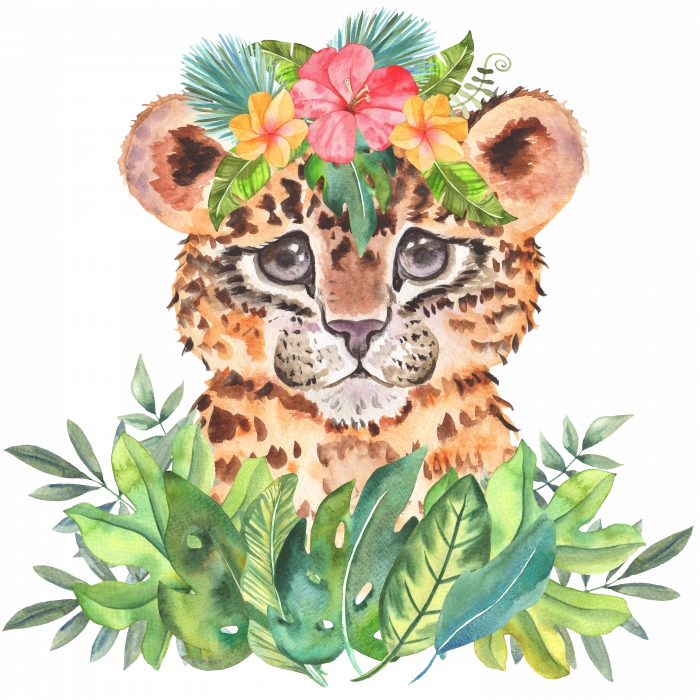 Tropikal Yapraklar Arasında Yavru Leopar