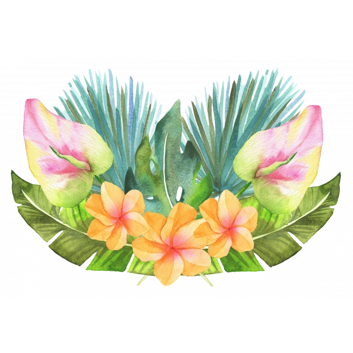 Tropikal Yapraklı ve Çiçekli Düzenleme