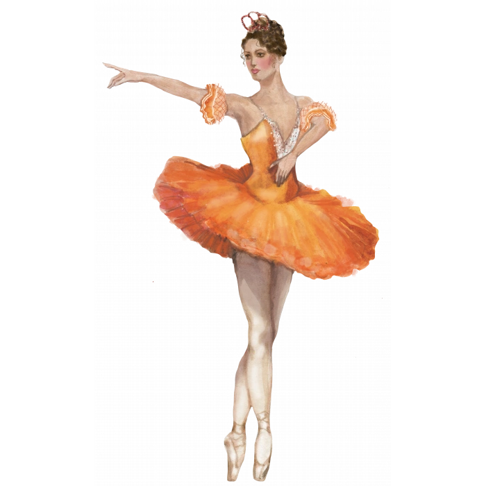 Turuncu Elbiseli Balerin Duvar Stickerı