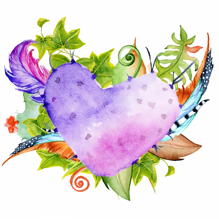 Yapraklar ve Tüyler Arasında Mor Kalp