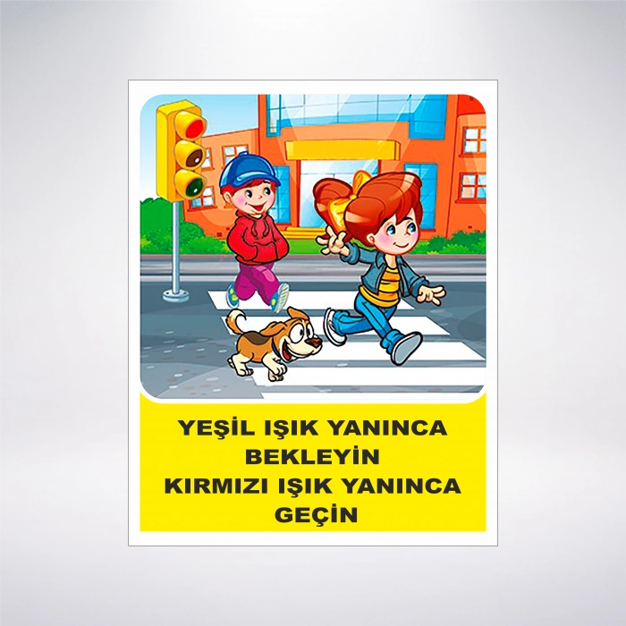 Yeşil ışık yanınca bekle Sticker 20X28 Cm