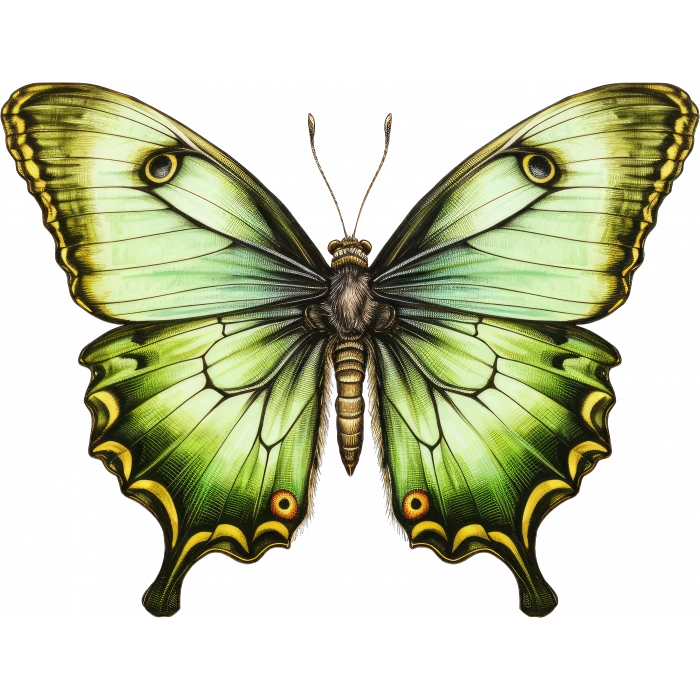 Yeşil Tonlarında Desenli Kelebek Duvar Stickerı