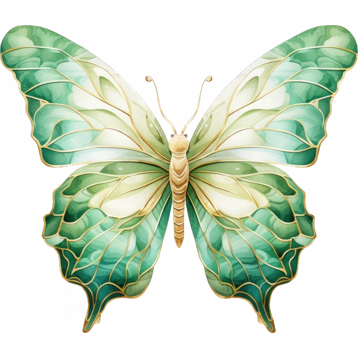 Yeşil Tonlarında Kelebek Duvar Stickerı