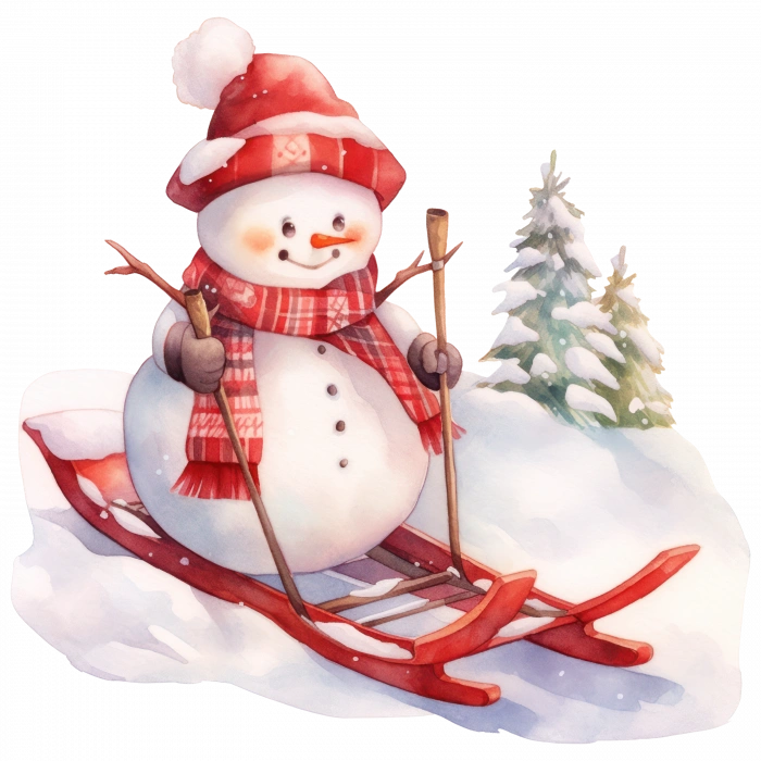 Yokuş Kaydıran Karlı Adam Duvar Stickerı