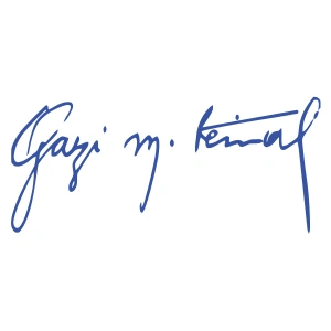 Gazi Mustafa Kemal İmzası Sticker17x17 Cm Mavi