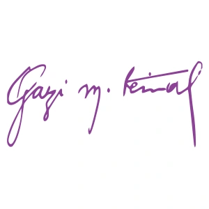 Gazi Mustafa Kemal İmzası Sticker17x17 Cm Mor