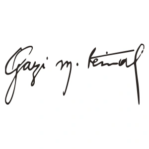 Gazi Mustafa Kemal İmzası Sticker17x17 Cm Siyah