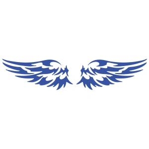 Çift Kanat Oto Logo Sticker  17x17 Cm Mavi