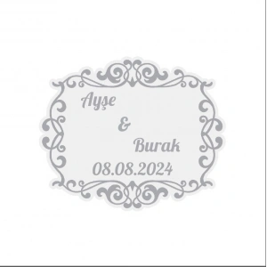 Gri Desenli Kına Nişan Düğün 3x3 cm özel etiket / 50 adet sticker