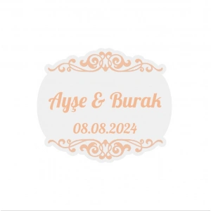 Gri Desenli Kına Nişan Düğün 3x3 cm özel etiket / 50 adet sticker