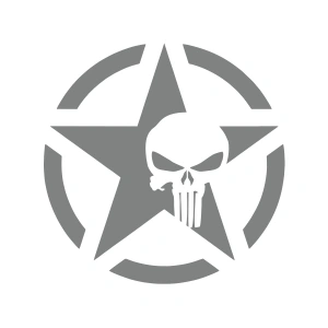 Yıldız Punisher Kurukafa Sticker17x17 Cm Gri