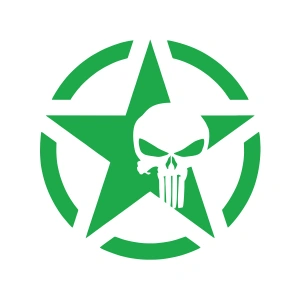 Yıldız Punisher Kurukafa Sticker17x17 Cm Yeşil