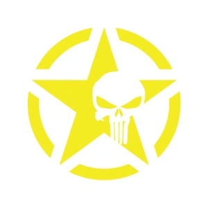 Yıldız Punisher Kurukafa Sticker17x17 Cm Sarı