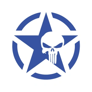 Yıldız Punisher Kurukafa Sticker17x17 Cm Mavi