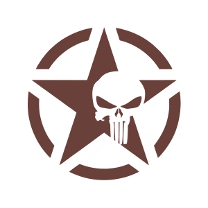 Yıldız Punisher Kurukafa Sticker17x17 Cm Kahverengi