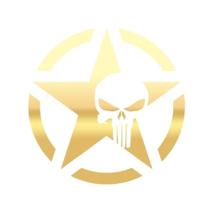 Yıldız Punisher Kurukafa Sticker17x17 Cm Gold