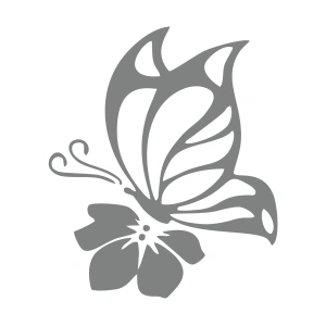 Yıldız ve Kelebek Sticker17x17 Cm Gri