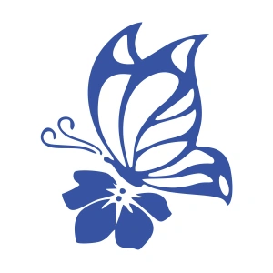 Yıldız ve Kelebek Sticker17x17 Cm Mavi