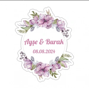 Kare çiçekli Kına Nişan Düğün 3x3 cm özel etiket / 50 adet sticker