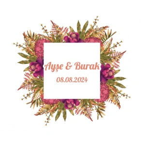 Sonbahar Çiçekli Kına Nişan Düğün 3x3 cm özel etiket / 50 adet sticker