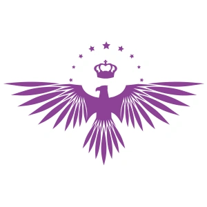 Yıldızlı Kartal  Oto Sticker17x17 Cm Mor