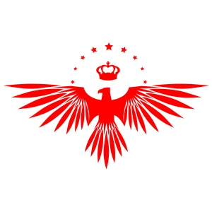 Yıldızlı Kartal  Oto Sticker17x17 Cm Kırmızı