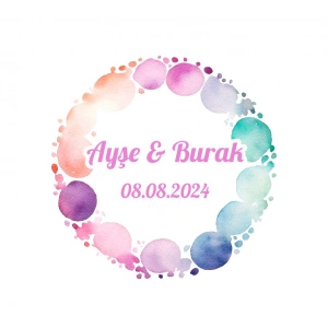 Lavanta ve Anahtar Aşk Etiketi Kına Nişan Düğün 3x3 cm özel etiket / 50 adet sticker