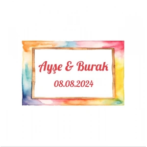 Toprak Tonları Yaprak Çerçeve Etiketi Kına Nişan Düğün 3x3 cm özel etiket / 50 adet sticker