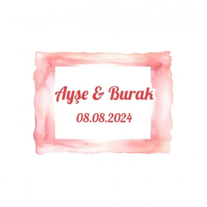 Gün Batımı Suluboya Çerçeve Etiketi Kına Nişan Düğün 3x3 cm özel etiket / 50 adet sticker