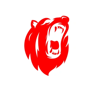 Ayı Kafası Sticker 17x17 Cm Kırmızı