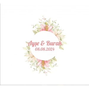 Siyah Beyaz Altıgen Çiçekli Etiket Kına Nişan Düğün 3x3 cm özel etiket / 50 adet sticker