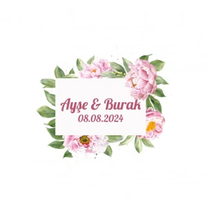 Siyah Beyaz Kare Çiçekli Etiket Kına Nişan Düğün 3x3 cm özel etiket / 50 adet sticker