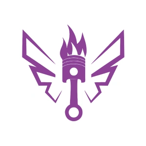 Kanatlı Alevli Piston Sticker17x17 Cm Mor