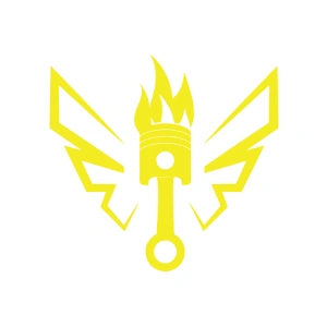 Kanatlı Alevli Piston Sticker17x17 Cm Sarı