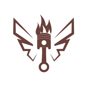 Kanatlı Alevli Piston Sticker17x17 Cm Kahverengi