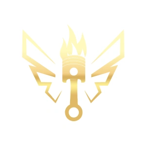 Kanatlı Alevli Piston Sticker17x17 Cm Gold