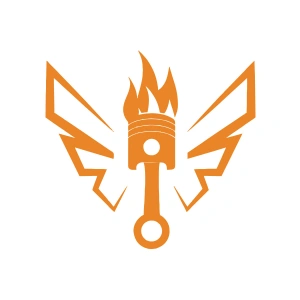 Kanatlı Alevli Piston Sticker17x17 Cm Turuncu