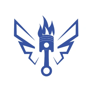 Kanatlı Alevli Piston Sticker17x17 Cm Mavi