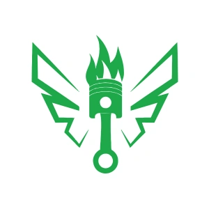 Kanatlı Alevli Piston Sticker17x17 Cm Yeşil