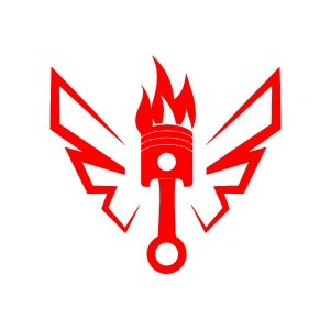 Kanatlı Alevli Piston Sticker17x17 Cm Kırmızı