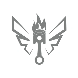 Kanatlı Alevli Piston Sticker17x17 Cm Gri