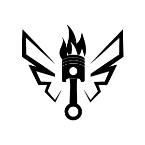 Kanatlı Alevli Piston Sticker17x17 Cm Siyah