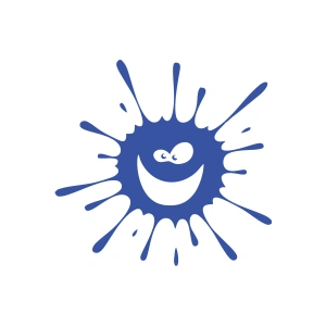 Splash Gülen Surat Sticker 17x17 Cm Mavi