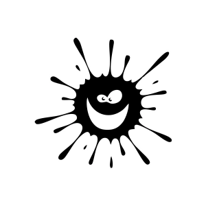 Splash Gülen Surat Sticker 17x17 Cm Siyah